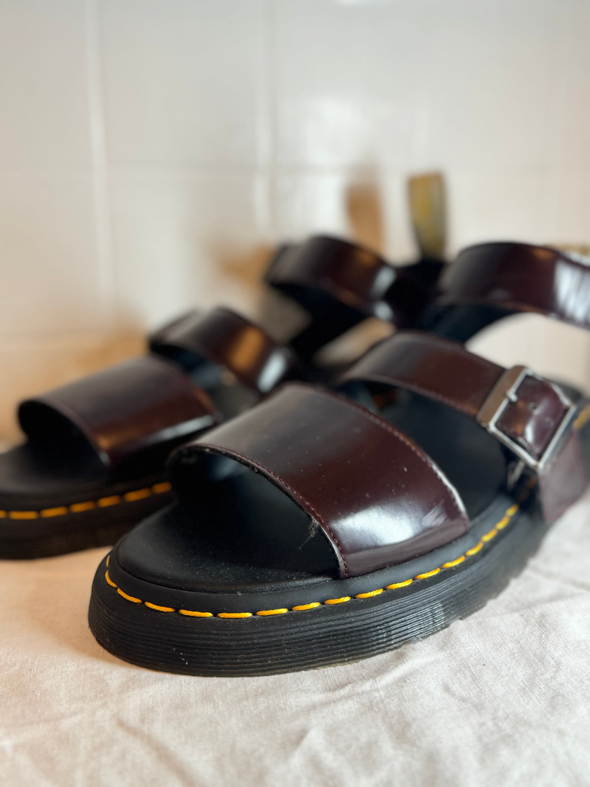 Dr Martens GRYPHON Vegan Leather Sandals Burgundy UK 11