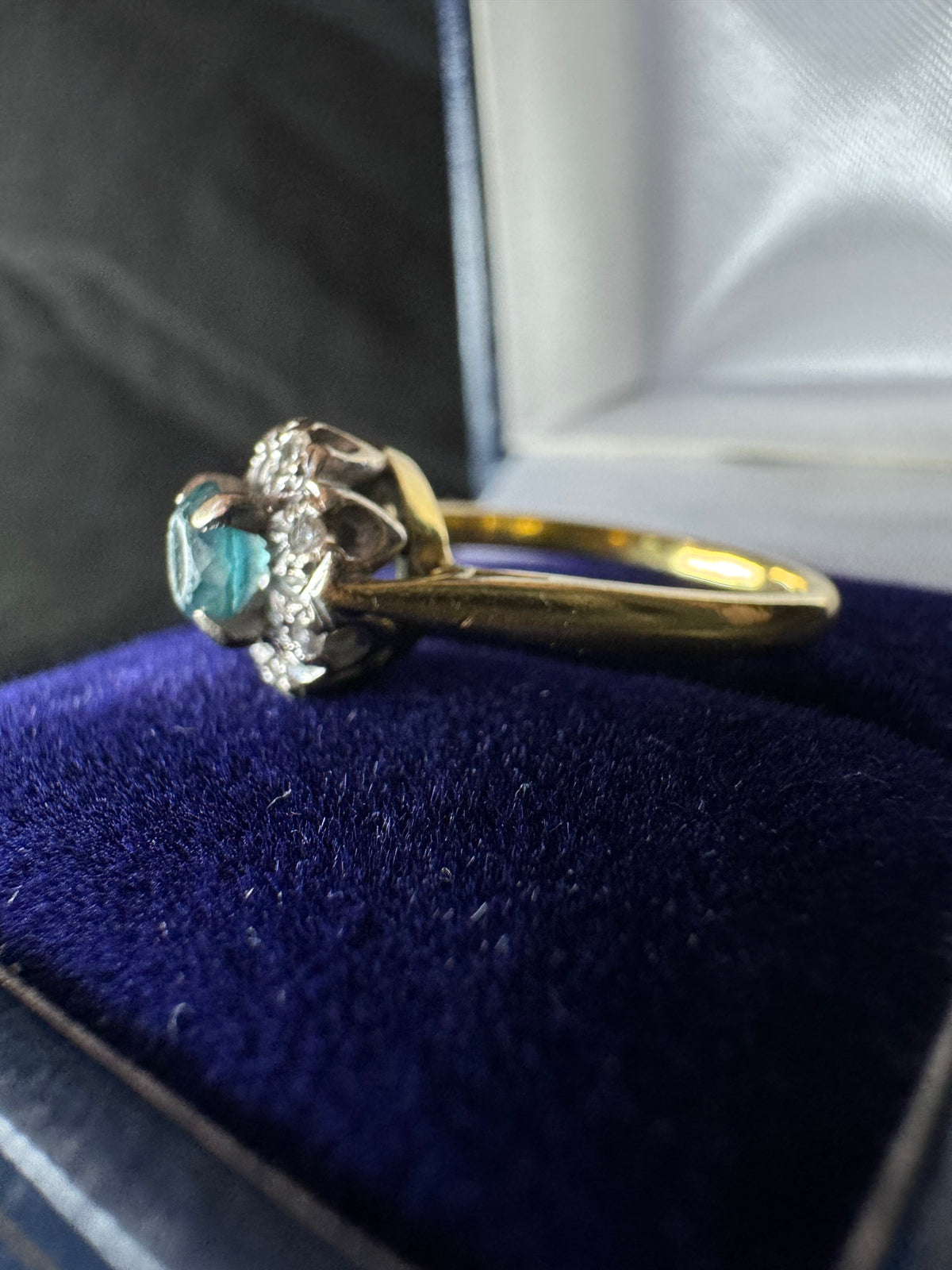 Antique 18ct Yellow Gold and Platinum Topaz Diamond Ring