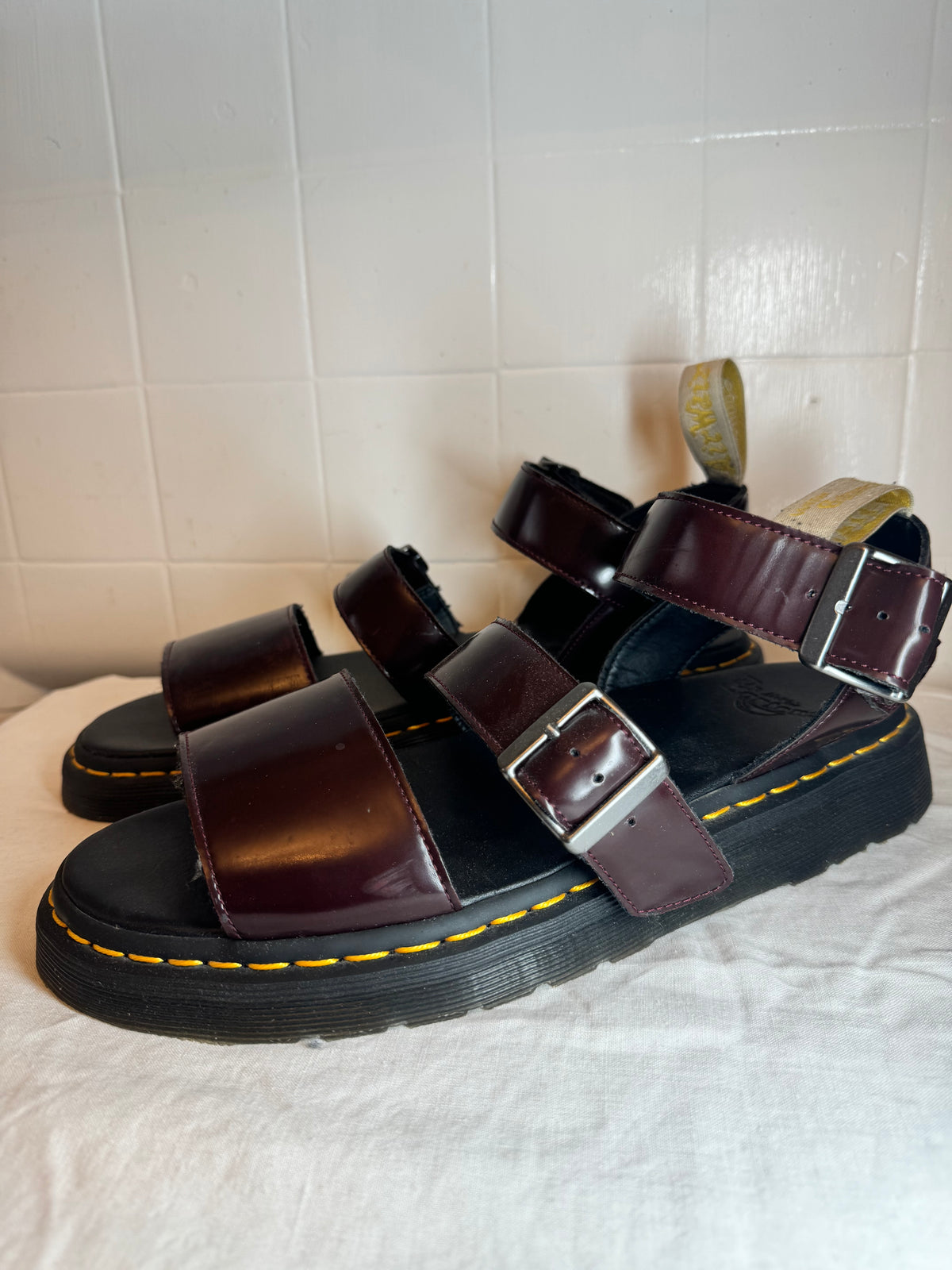 Dr Martens GRYPHON Vegan Leather Sandals Burgundy UK 11