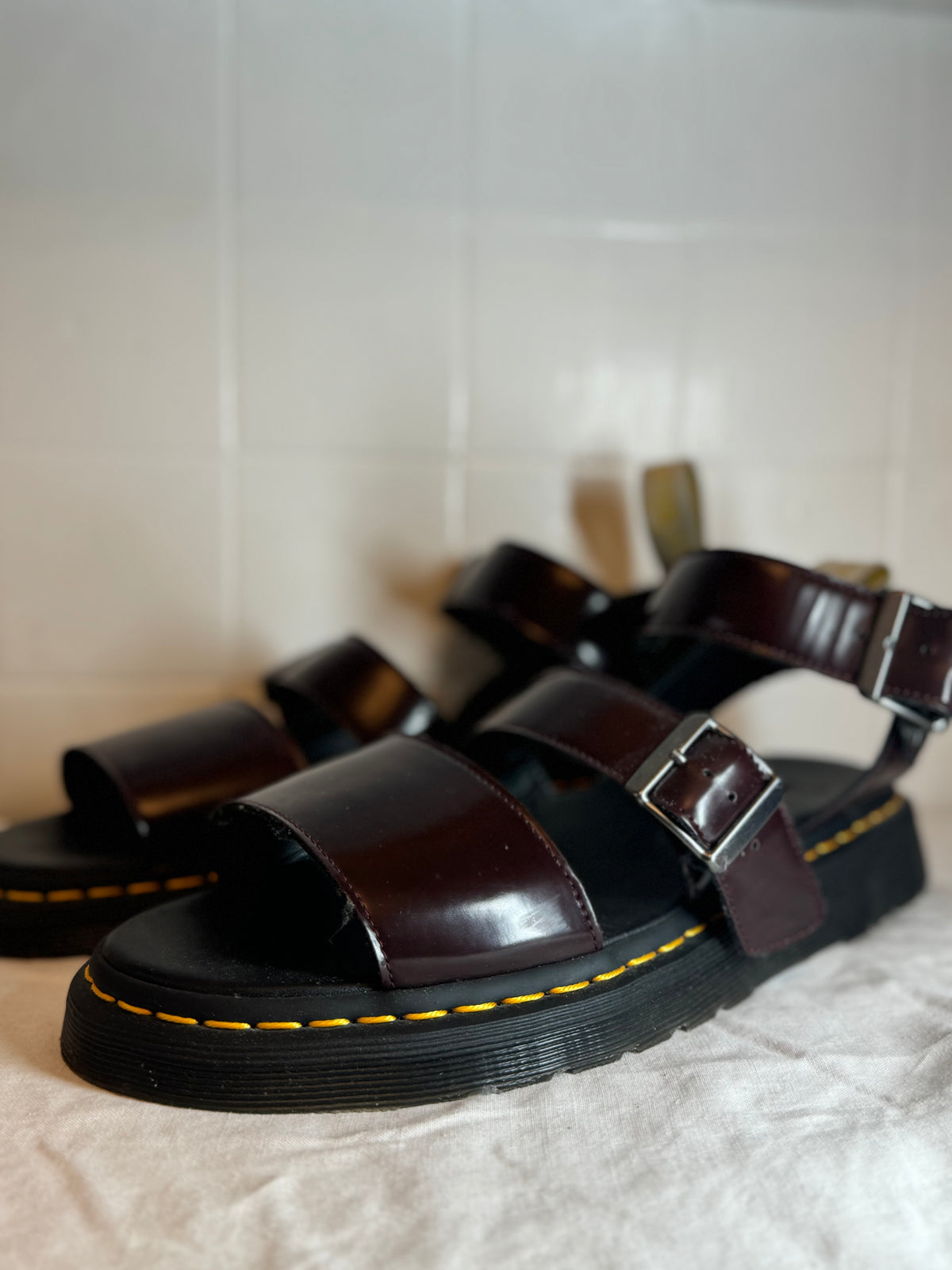 Dr Martens GRYPHON Vegan Leather Sandals Burgundy UK 11