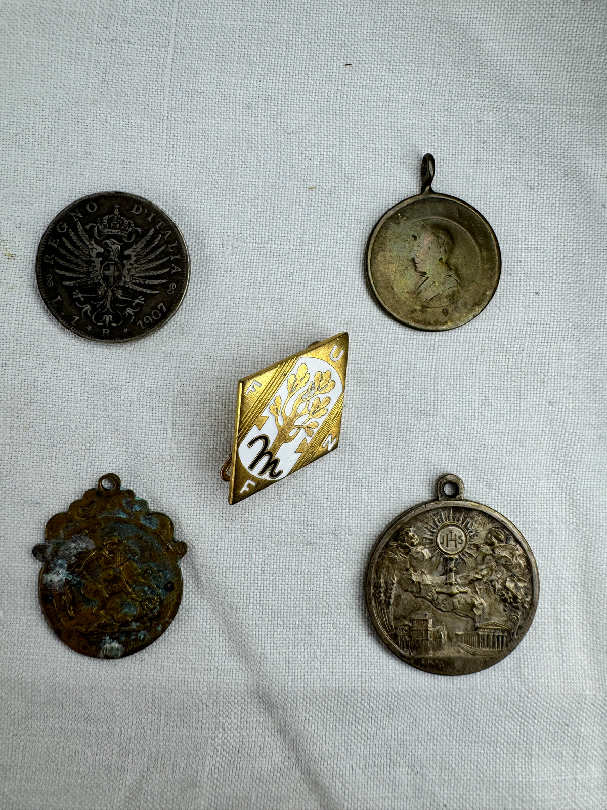 5 Vintage Italian Religious Pendants/Badge (SICILY HOUSE)