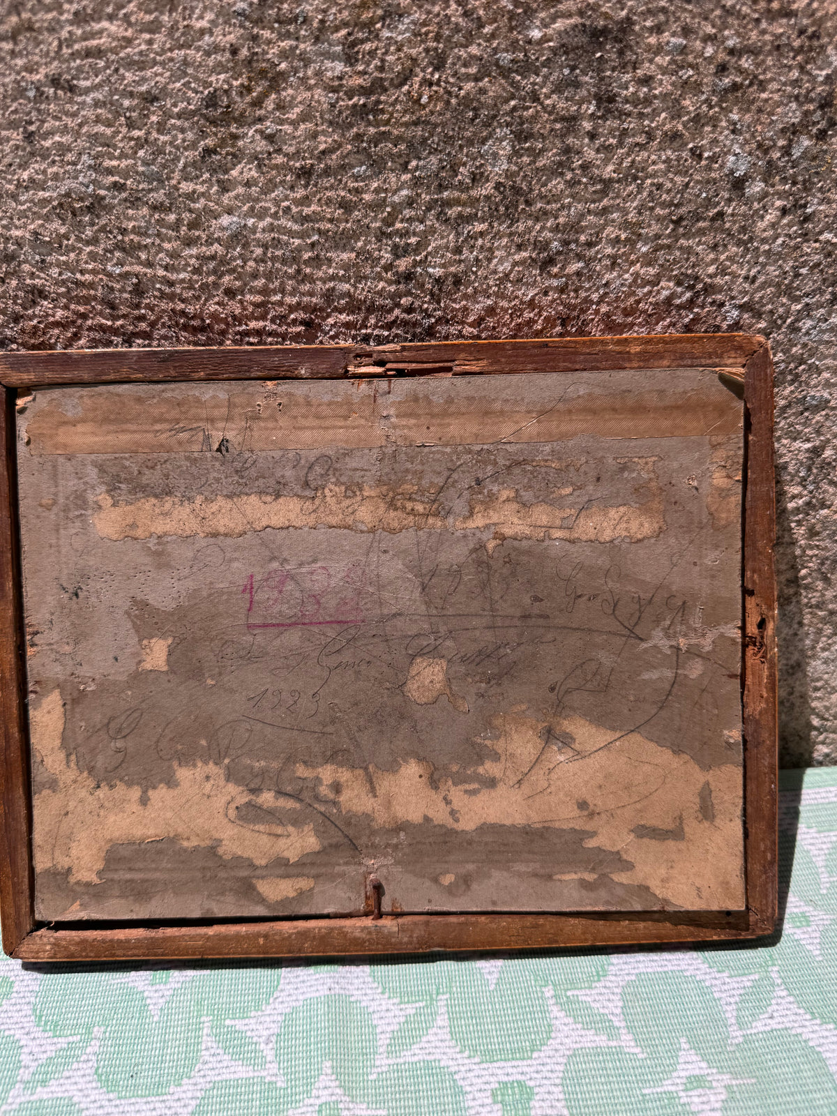 Wooden framed poster cards signed 1923 on the back
