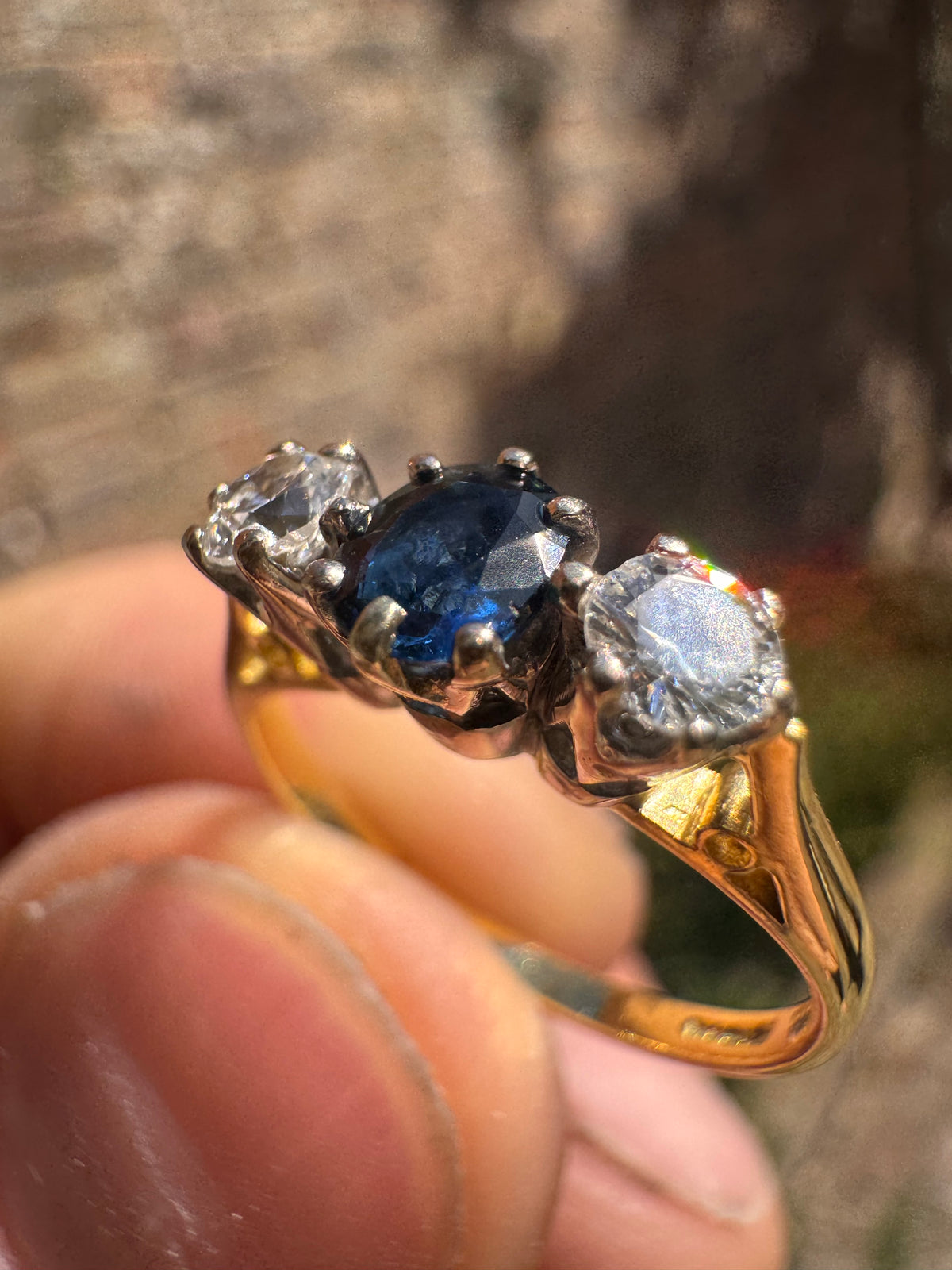 Lot 16: 18ct Trilogy Sapphire Diamond Ring (Estimate £300-400)