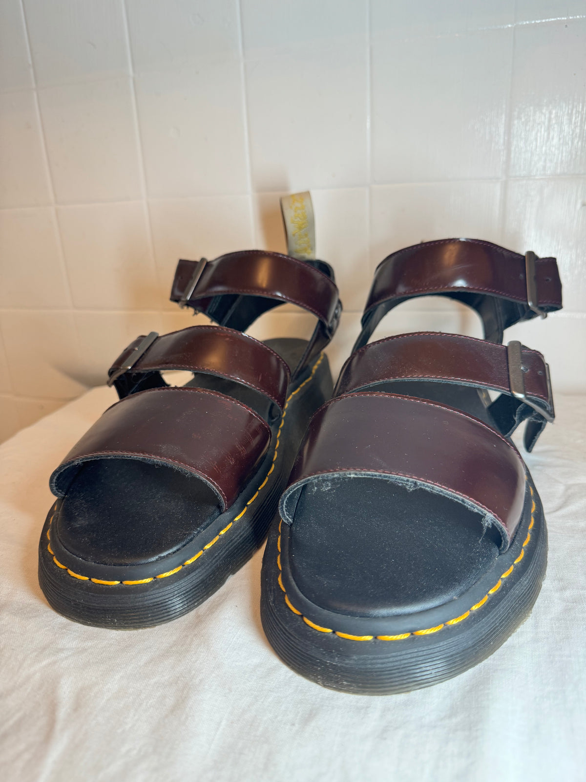 Dr Martens GRYPHON Vegan Leather Sandals Burgundy UK 11