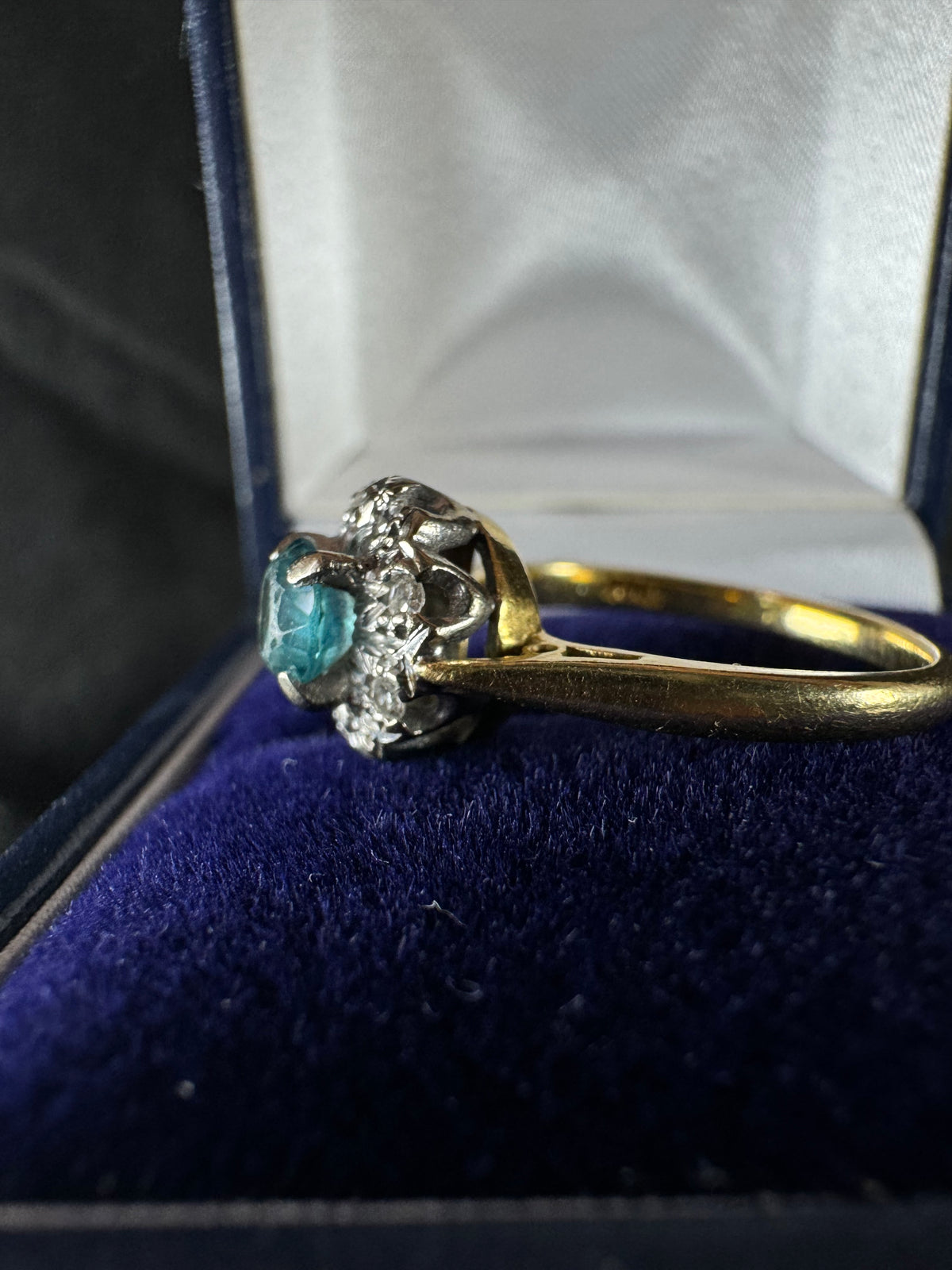 Antique 18ct Yellow Gold and Platinum Topaz Diamond Ring