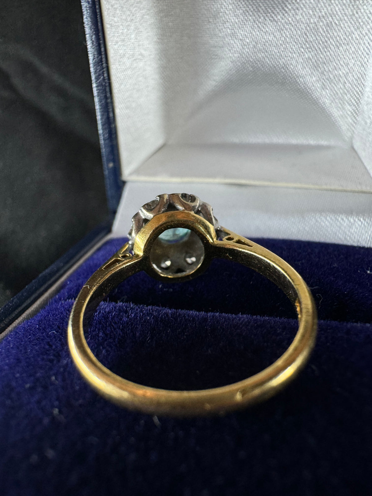 Antique 18ct Yellow Gold and Platinum Topaz Diamond Ring