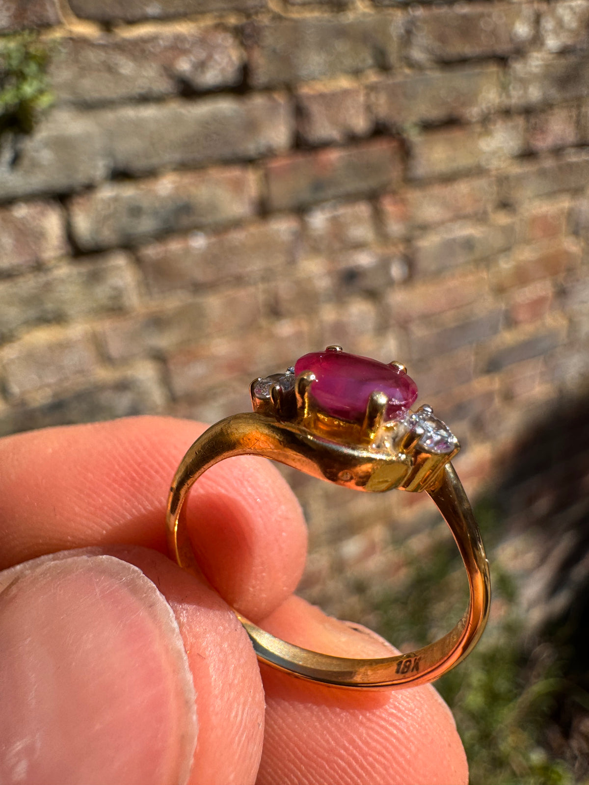 Lot 11: 18ct Yellow Gold Ruby Diamond Ring (Estimate £200-300)