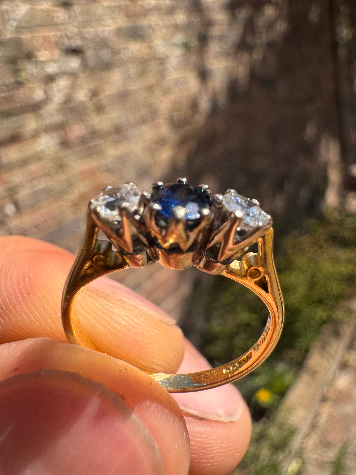 Lot 16: 18ct Trilogy Sapphire Diamond Ring (Estimate £300-400)
