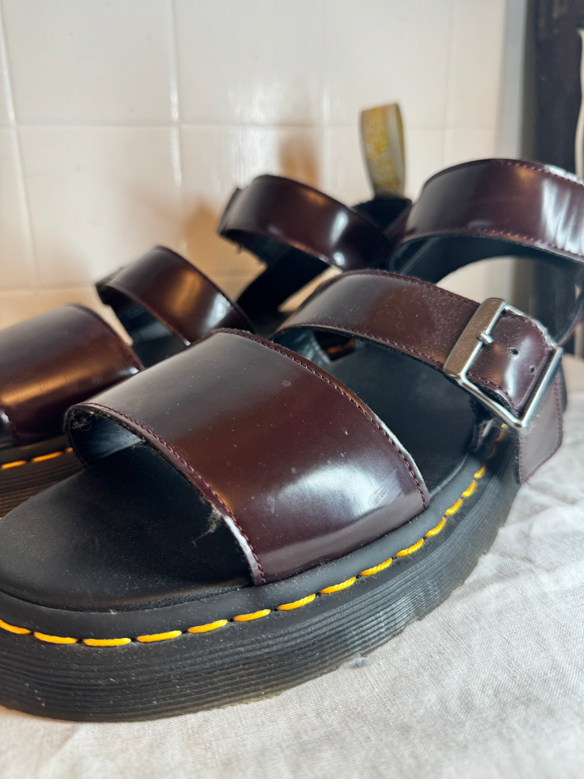 Dr Martens GRYPHON Vegan Leather Sandals Burgundy UK 11