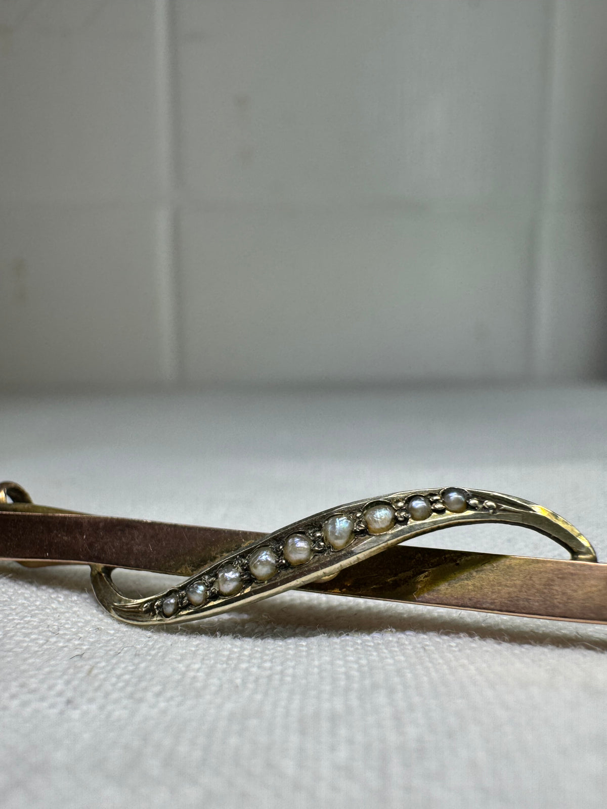 Vintage 9ct Rose Gold Pearl Broach