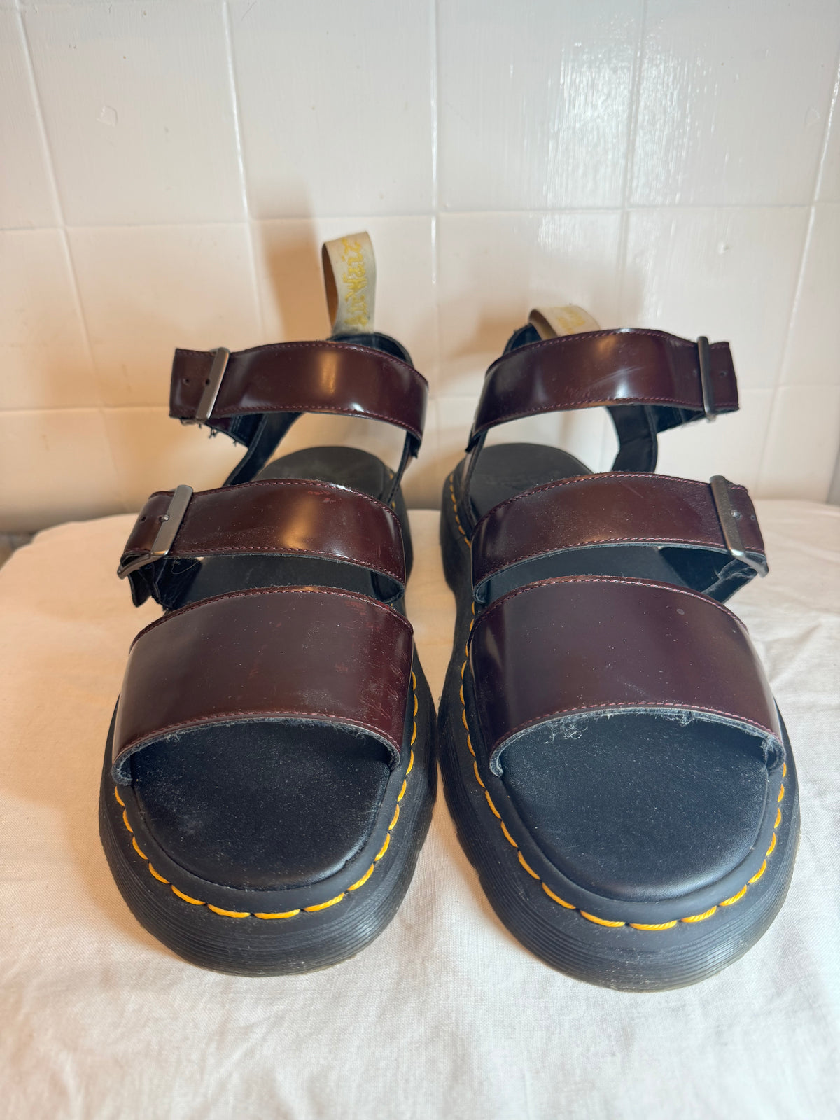 Dr Martens GRYPHON Vegan Leather Sandals Burgundy UK 11