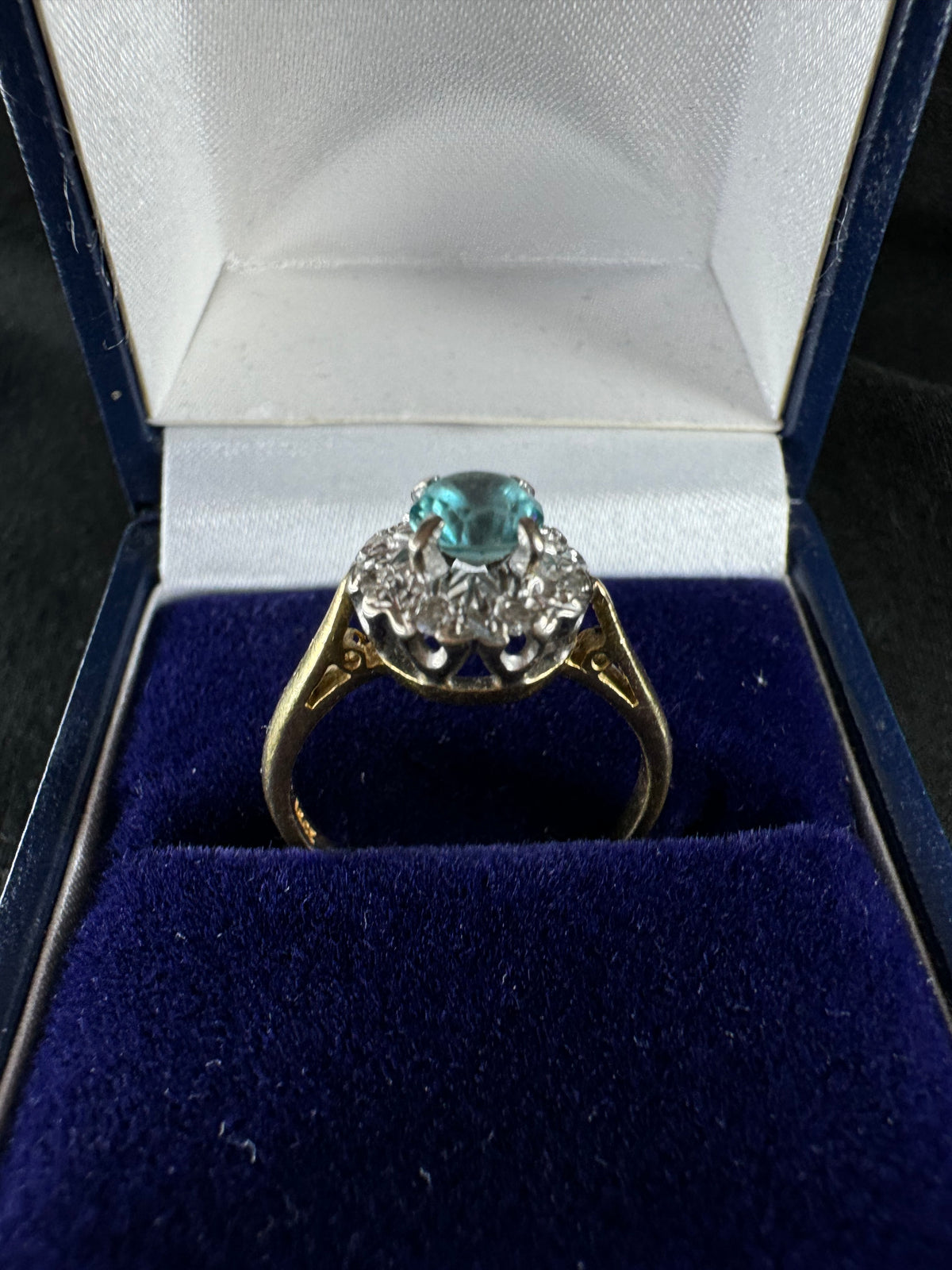 Antique 18ct Yellow Gold and Platinum Topaz Diamond Ring
