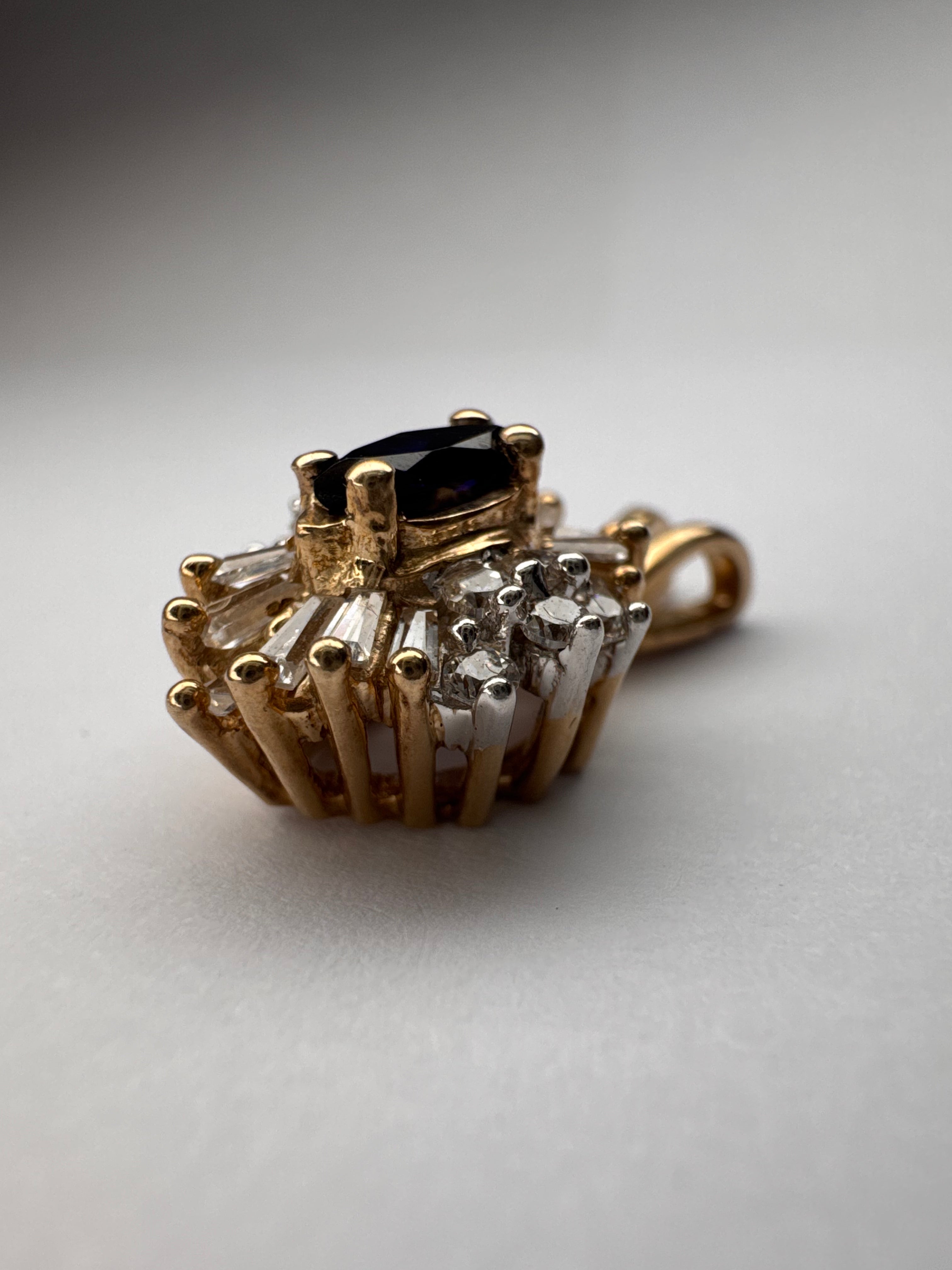 9ct Gold CZ and Blue Gem Pendant